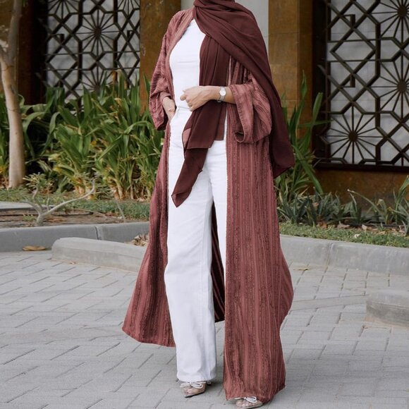 Womens Kimono Abaya Polyester Long Sleeve Open Front Modest Dress - Picture 3 of 5